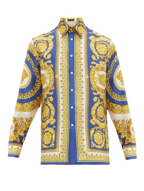 versace button up gold shirt|Versace formal shirts.